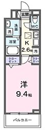 ラ・テュイル 1Kの間取図画像