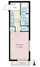 ひだまり 1Kの間取図画像