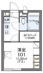 レオパレスフィンエアー 1Kの間取図画像