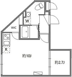 ソラシアレジデンス早稲田 2階1LDKの間取り