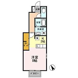 シーゲート八王子 1階ワンルームの間取り