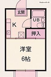 ハイツセヌマ 1Kの間取図画像
