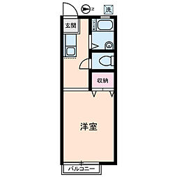 イーストヒルズA 1Kの間取図画像