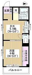 澤崎ビル 1DKの間取図画像