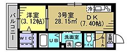 サーフライフ 1DKの間取図画像