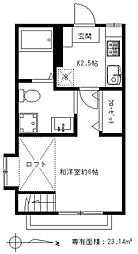 ヴェルデ烏山 2階1Kの間取り