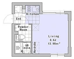 JR京浜東北・根岸線 大井町駅 徒歩9分の賃貸マンション 4階ワンルームの間取り