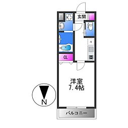 近鉄大阪線 長瀬駅 徒歩12分の賃貸マンション 5階1DKの間取り
