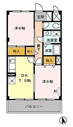 エクセル八雲台 2DKの間取図画像