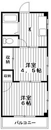 コーポ上原 2階2Kの間取り