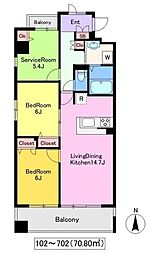 グリーンパレス 2階2SLDKの間取り