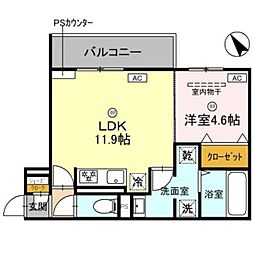 Clashist黒土 1LDKの間取図画像