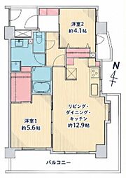 エフィーナ南麻布 2LDKの間取図画像