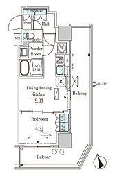 パークアクシス大塚ステーションゲートタワー 1LDKの間取図画像