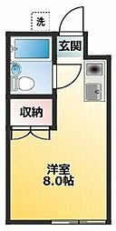 ハウスフローラル 2階ワンルームの間取り