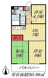 パレ・ドール西船橋 3DKの間取図画像