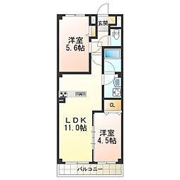 アーク美章園 2LDKの間取図画像