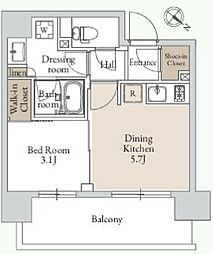 グランカーサ三ノ輪3 12階1DKの間取り