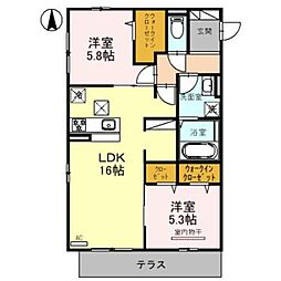 ラフォーレ 2LDKの間取図画像