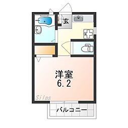 サンライフ常磐 1Kの間取図画像