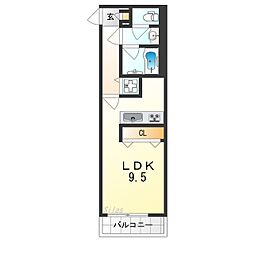 堺市堺区北三国ヶ丘町8丁アパート ワンルームの間取図画像