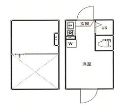 フェリスコサージュ 2階ワンルームの間取り