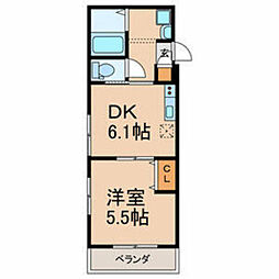 シモンズ 1DKの間取図画像