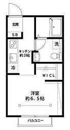 コーポ藤 2階1Kの間取り