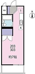 ジュネス5 ワンルームの間取図画像