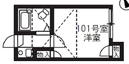 へスティア1番館 1Kの間取図画像