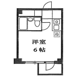 東村山ペガサスビルB館 4階ワンルームの間取り