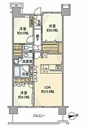 プラウドシティ国立 3LDKの間取図画像