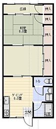 服部アパート 2DKの間取図画像