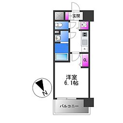 JR関西本線 平野駅 徒歩7分の賃貸マンション 6階1Kの間取り