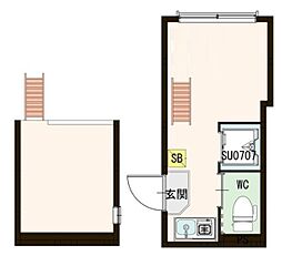 インフィニティ根岸 2階ワンルームの間取り