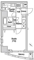 カーサスプレンディッド赤坂7丁目 2階1Kの間取り