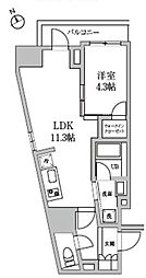 レジディア日本橋馬喰町2 2階1LDKの間取り