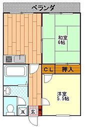 グランドハイツ谷合 2DKの間取図画像