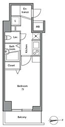 レジディア上落合 3階1Kの間取り