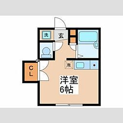 エスポワール西立川 1階ワンルームの間取り