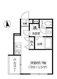 ヌーヴォープリエール ワンルームの間取図画像