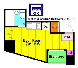 カーサダルテ ワンルームの間取図画像