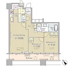 ブリリアタワーズ目黒ノースレジデンス 2LDKの間取図画像