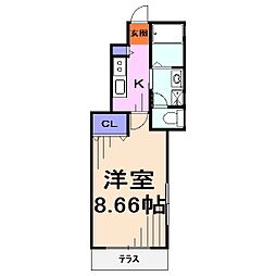 カーサ・コモド 1Kの間取図画像