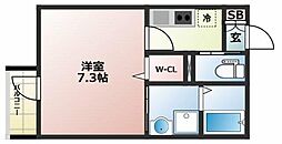 プルミエII 2階1Kの間取り