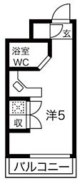 ラ・パルフェ・ド・グリシン ワンルームの間取図画像