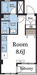 NSガーデン ワンルームの間取図画像