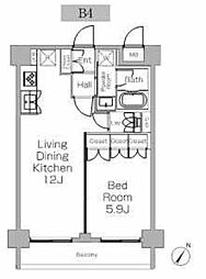 プラウドフラット三軒茶屋2 1LDKの間取図画像