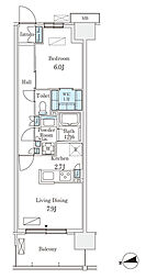 スカイグランデ津田沼 2階1LDKの間取り