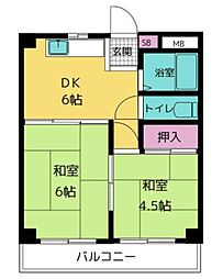 シャトレ高山 2DKの間取図画像